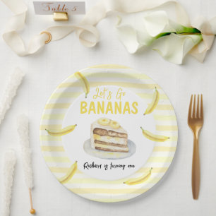 Prato De Papel Bolo de Banana em Aquarela Festa de Aniversário