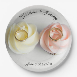 Prato De Papel Bolo de casamento cupcake rosa amarelo