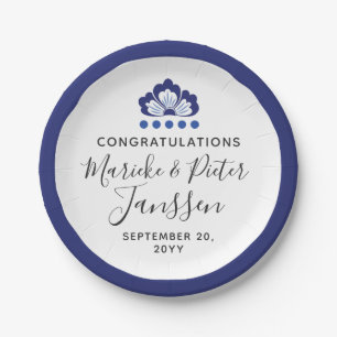 Prato De Papel Bolo de casamento holandês azul de Delfts Blauw