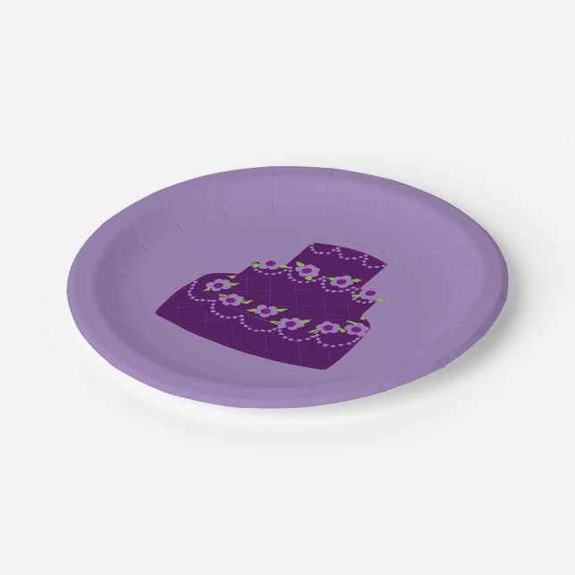 Prato De Papel Bolo de Casamento Roxo (Inclinado)