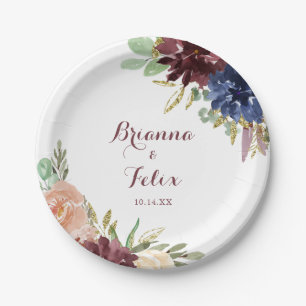 Prato De Papel Bolo de Casamento Rustic Dourado Deixa A Caligrafi