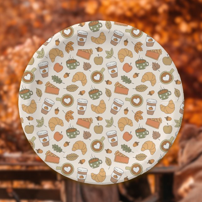 Prato De Papel Bolo de Festa de Outono com Temática de Abóbora e  (Criador carregado)