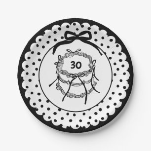 Prato De Papel Bolo de Laço Coquette Vintage Preto