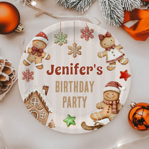 Prato De Papel Bolo de Natal Gingerbread Aniversário