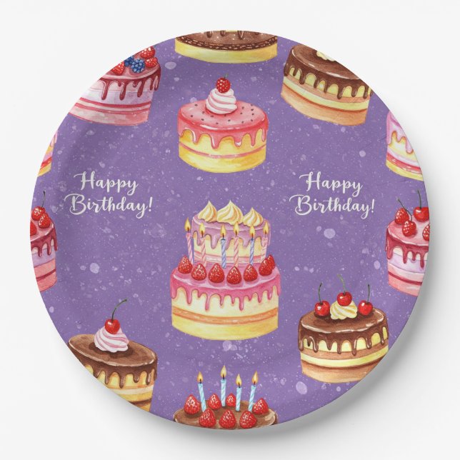 Prato De Papel Bolos com Velas, por Natasha Us (Frente)