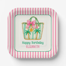 Bolsa de mão Preppy Rosa e Verde de Palm Beach