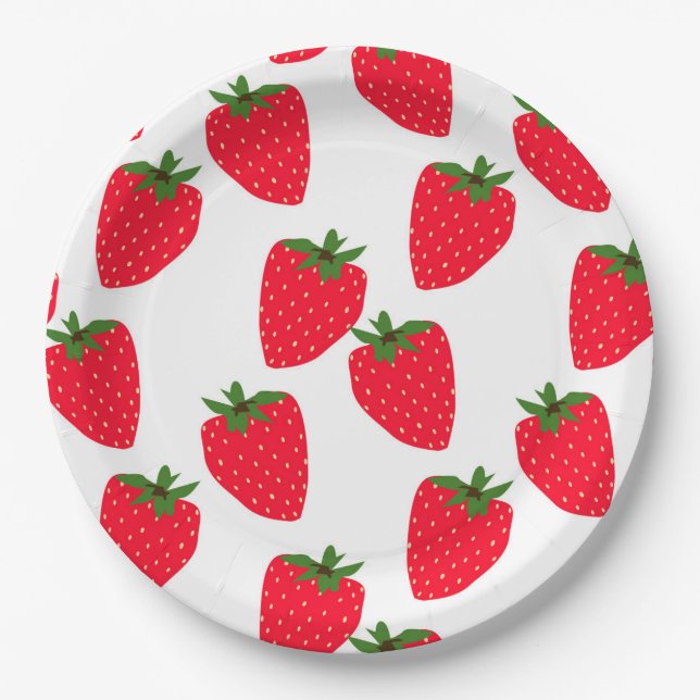 Prato De Papel Bolsa de morango, padrão de fruta fresca (Frente)