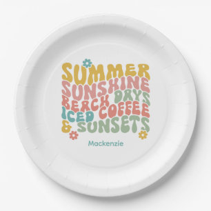 Prato De Papel Bolsa de Verão cor-de-rosa Nome Monograma Bagagem