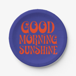 Prato De Papel Bom dia Sunshine Retro Decor Impressão