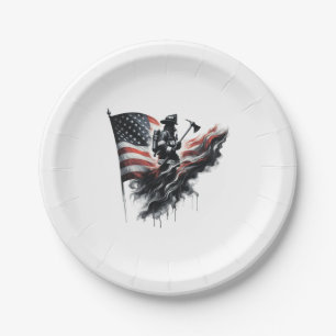 Prato De Papel Bombeiro americano. Bandeira dos Estados Unidos.