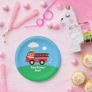 Prato De Papel Bombeiro Feliz Aniversário