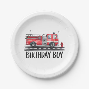 Prato De Papel Bombeiros de caminhão O aniversário da família Boy