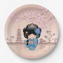 Boneca Keiko Kokeshi - Rapariga Kimono Geisha Azul