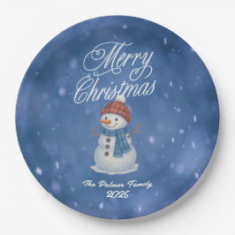 Prato De Papel Boneco de Neve Caprichoso Feliz Natal