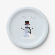 Boneco de neve com chapéu e cachecol. Eu Amo Neve