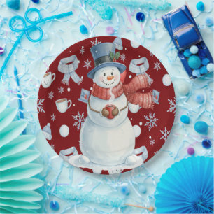 Prato De Papel Boneco de Neve Mágico Congelado