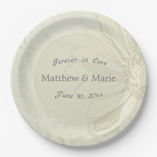 Prato De Papel Bonita design Floral de Girassol (Frente)