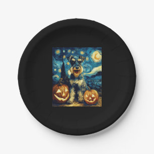 Prato De Papel Bonita miniatura Schnauzer Cachorro Halloween Jack
