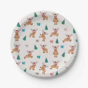 Prato De Papel Bonita Reindeer de Natal