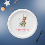 Prato De Papel Bonita Reindeer e Família Feriado de Natal Snowman<br><div class="desc">Chapas de papel de feriado adoráveis com uma ilustração de um fazer de rena um boneco de neve. Docinho de Natal para os próximos feriados. Ilustrada e projetada por Patricia Alvarez.</div>