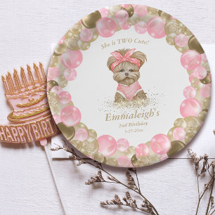 Prato De Papel Bonita Yorkie - Festa de aniversário de Balões de 