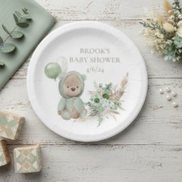 Prato De Papel Bonitão Verde Esperado Favorito do Urso do Boho