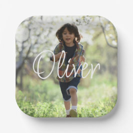 Prato De Papel Bonitinho de foto de meninos personalizados