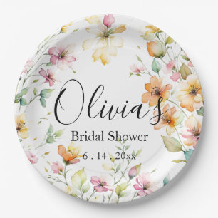 Prato De Papel Bonito Boho Orange Pink Watercolor Flores