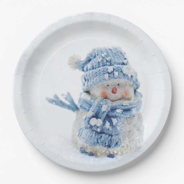Prato De Papel Bonito boneco de neve no Natal (Frente)