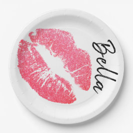 Prato De Papel Bonito branco branco preto, impressão rosa