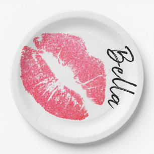 Prato De Papel Bonito branco branco preto, impressão rosa