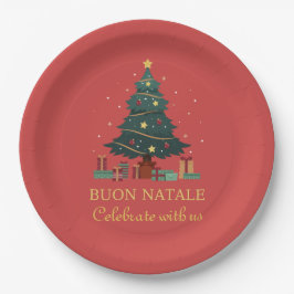 Prato De Papel Bonito Buon Natale Italiano Árvore Personalizada