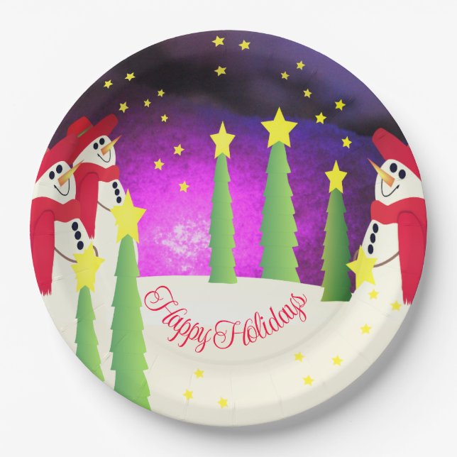 Prato De Papel Bonito E Colorido Neve (Frente)