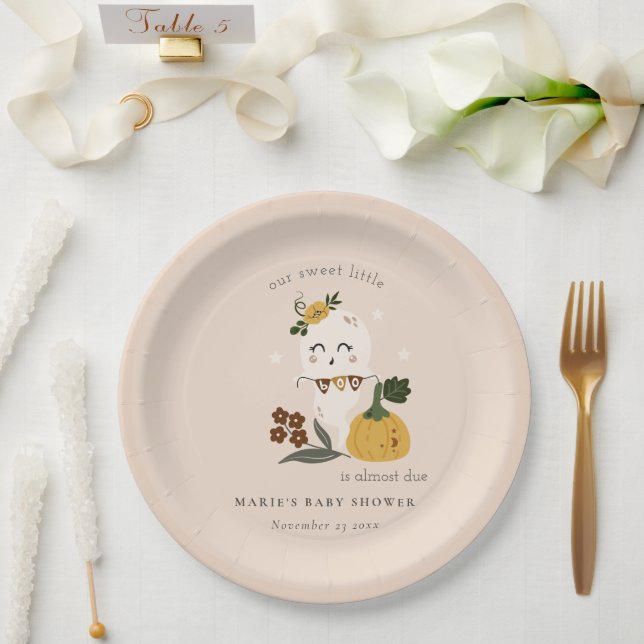 Prato De Papel Bonito Halloween Blush Ghost Little Boo Chá de fra (Casamento)