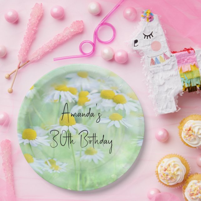 Prato De Papel Bonito margaridas em um aniversário de fotografia  (Festa)