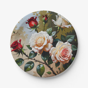 Prato De Papel Bonito pintura de branco rosa e rosa vermelha