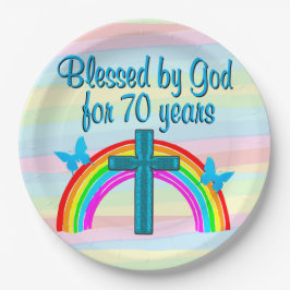 PRATO DE PAPEL BONITO PLACAS DE PAPEL DE ANIVERSÁRIO DE 70 AZUL B