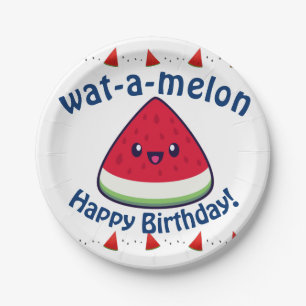 Prato De Papel Bonito Sorriso Kawaii Watermelon
