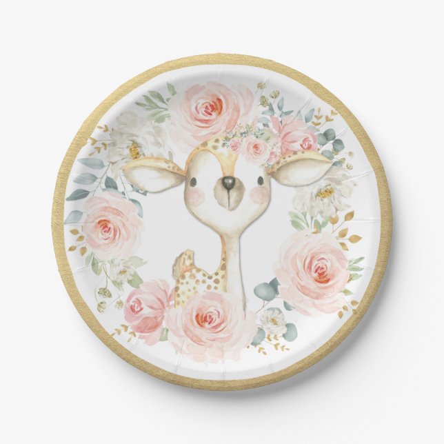 Prato De Papel Bonito Veado| Floral de Cores Aquáticas (Frente)