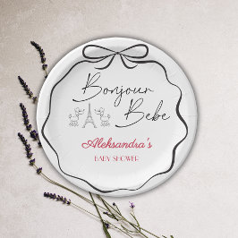 Prato De Papel Bonjour Bebe Paris Chá de fraldas francês preto-ro