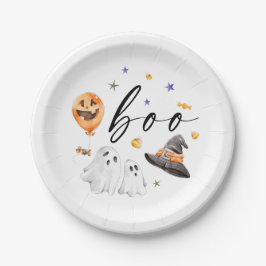 Prato De Papel Boo Halloween Watercolor Party