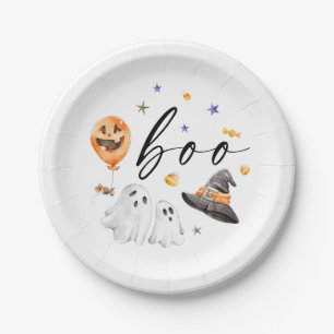 Prato De Papel Boo Halloween Watercolor Party