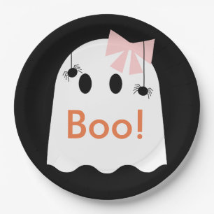 Prato De Papel Boo! Placa de Papel em Branco Ghost GIrl Cute para