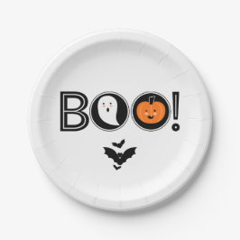 Prato De Papel Boo! Placa de papel Halloween