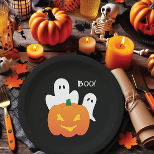 Prato De Papel Boo Pumpkin Ghosts Halloween