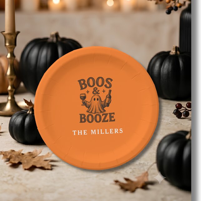 Prato De Papel Boos & Booze Vintage Ghost (Criador carregado)