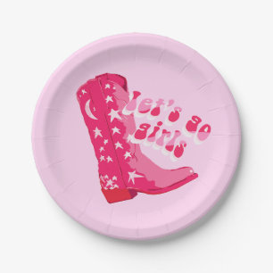 Prato De Papel Boot de Cowgirl Vermelha Cor-de-Rosa Bonita