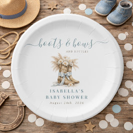 Prato De Papel  Boots Bows & Bottles Western Chic Boy Baby Shower