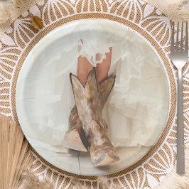 Prato De Papel Boots & Bubble Texas Bride no Chá de panela Boots