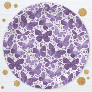 Prato De Papel Borboleta Aquarela Puro